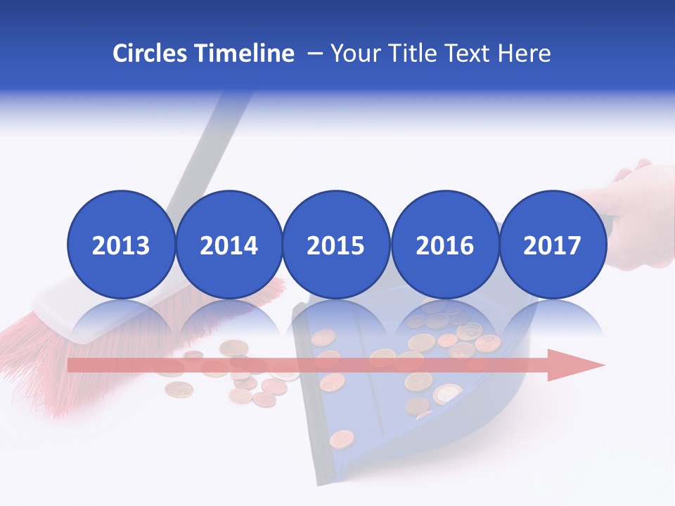 Money Sweeps Up In A Dustpan On White Background PowerPoint Template