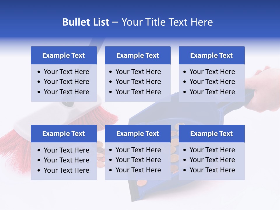 Money Sweeps Up In A Dustpan On White Background PowerPoint Template