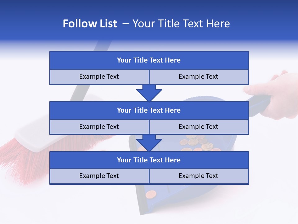Money Sweeps Up In A Dustpan On White Background PowerPoint Template