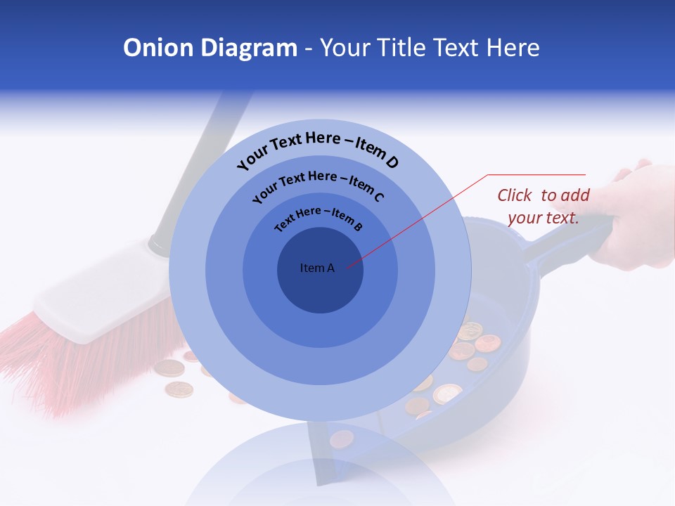 Money Sweeps Up In A Dustpan On White Background PowerPoint Template