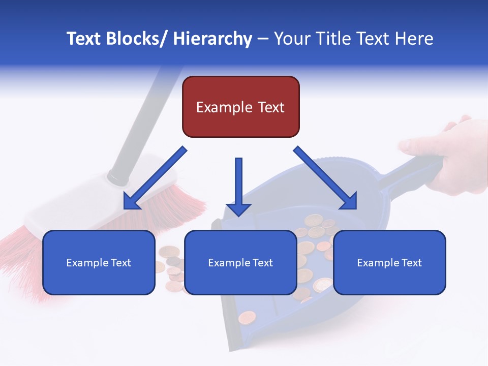 Money Sweeps Up In A Dustpan On White Background PowerPoint Template