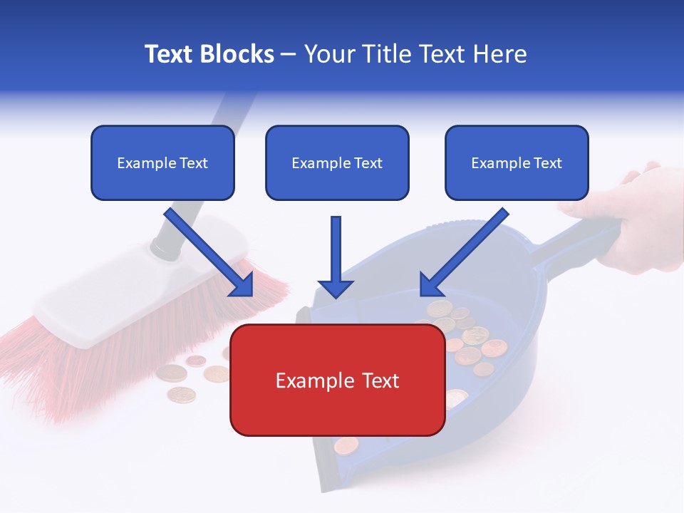 Money Sweeps Up In A Dustpan On White Background PowerPoint Template
