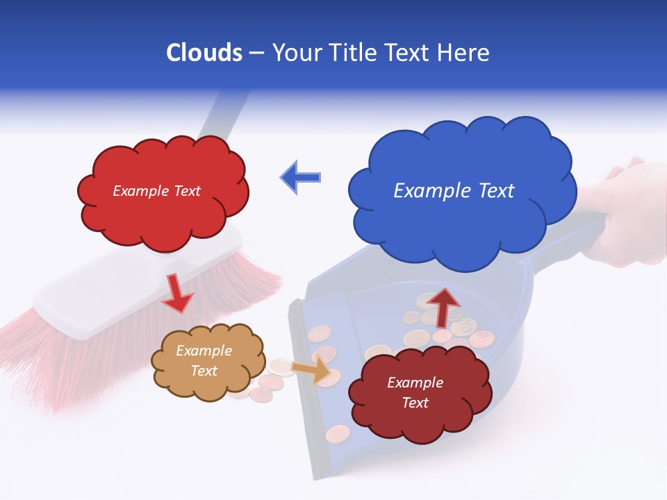 Money Sweeps Up In A Dustpan On White Background PowerPoint Template