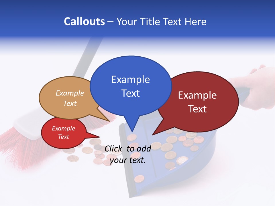Money Sweeps Up In A Dustpan On White Background PowerPoint Template