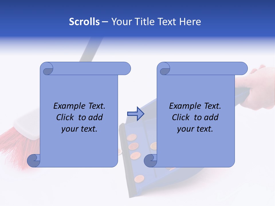 Money Sweeps Up In A Dustpan On White Background PowerPoint Template