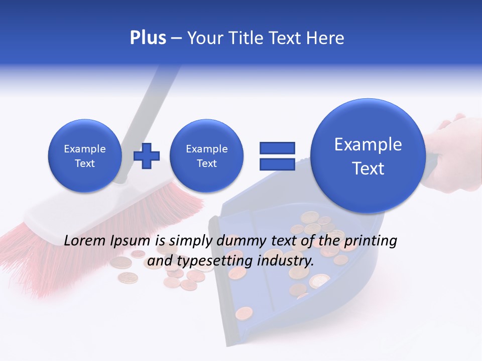 Money Sweeps Up In A Dustpan On White Background PowerPoint Template