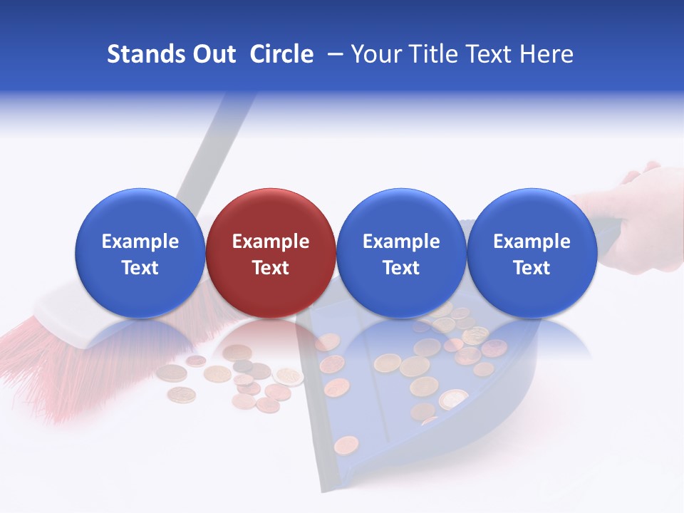 Money Sweeps Up In A Dustpan On White Background PowerPoint Template