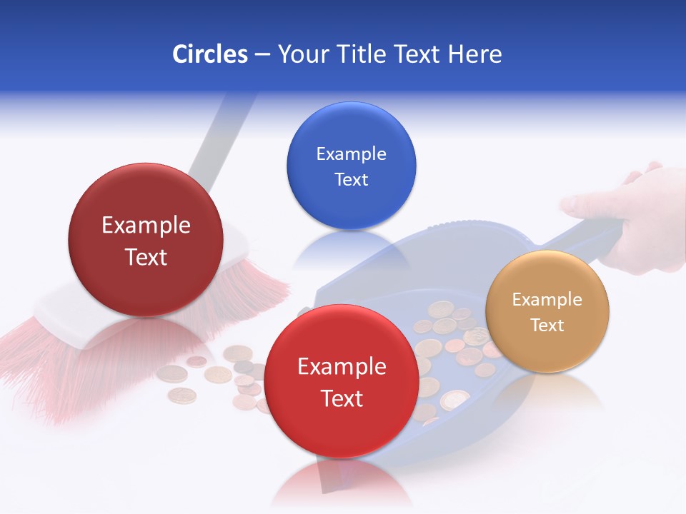 Money Sweeps Up In A Dustpan On White Background PowerPoint Template