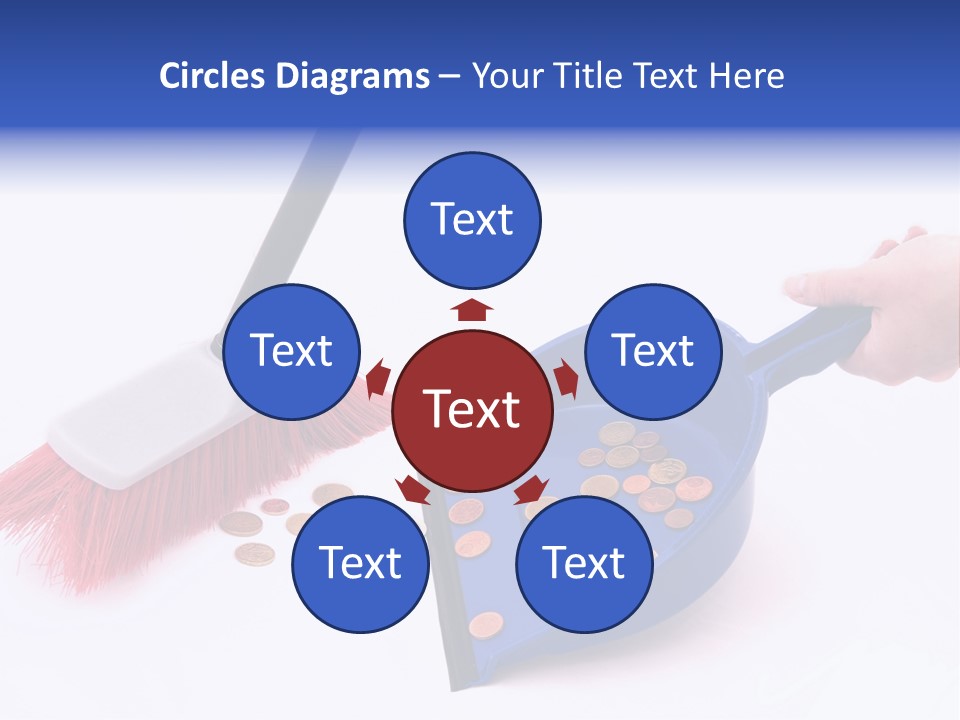 Money Sweeps Up In A Dustpan On White Background PowerPoint Template