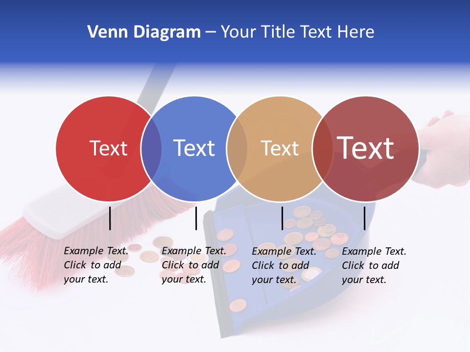 Money Sweeps Up In A Dustpan On White Background PowerPoint Template