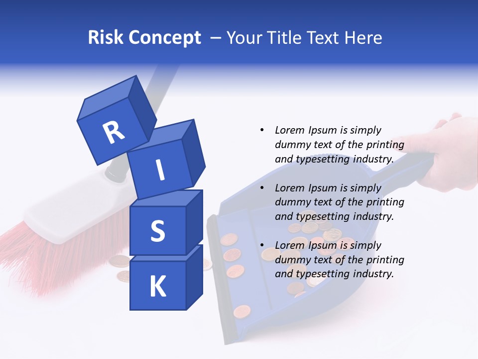 Money Sweeps Up In A Dustpan On White Background PowerPoint Template