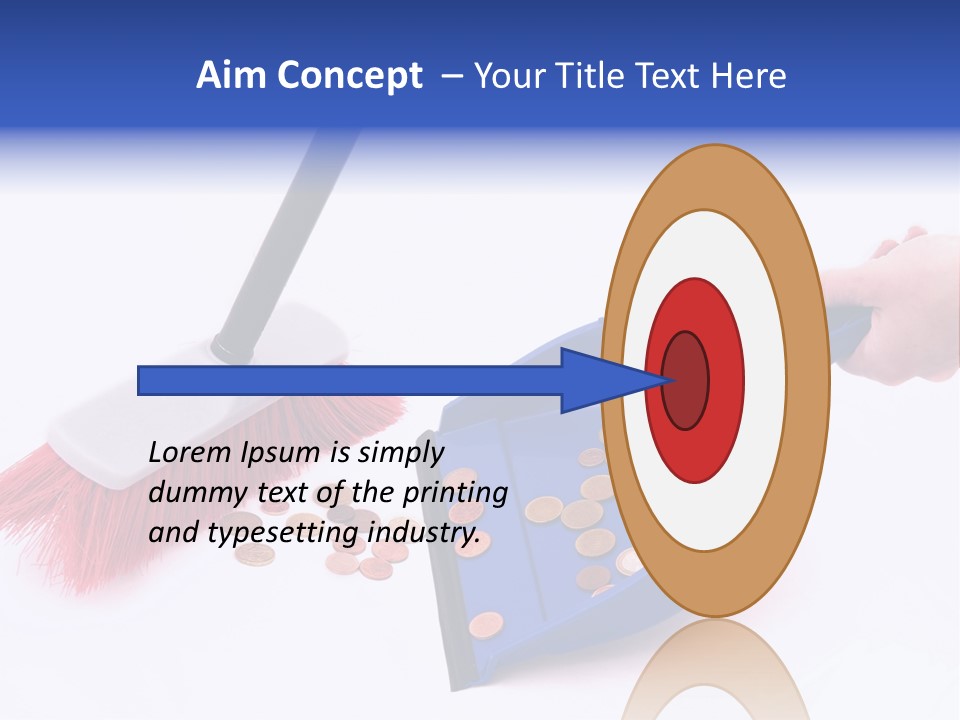 Money Sweeps Up In A Dustpan On White Background PowerPoint Template