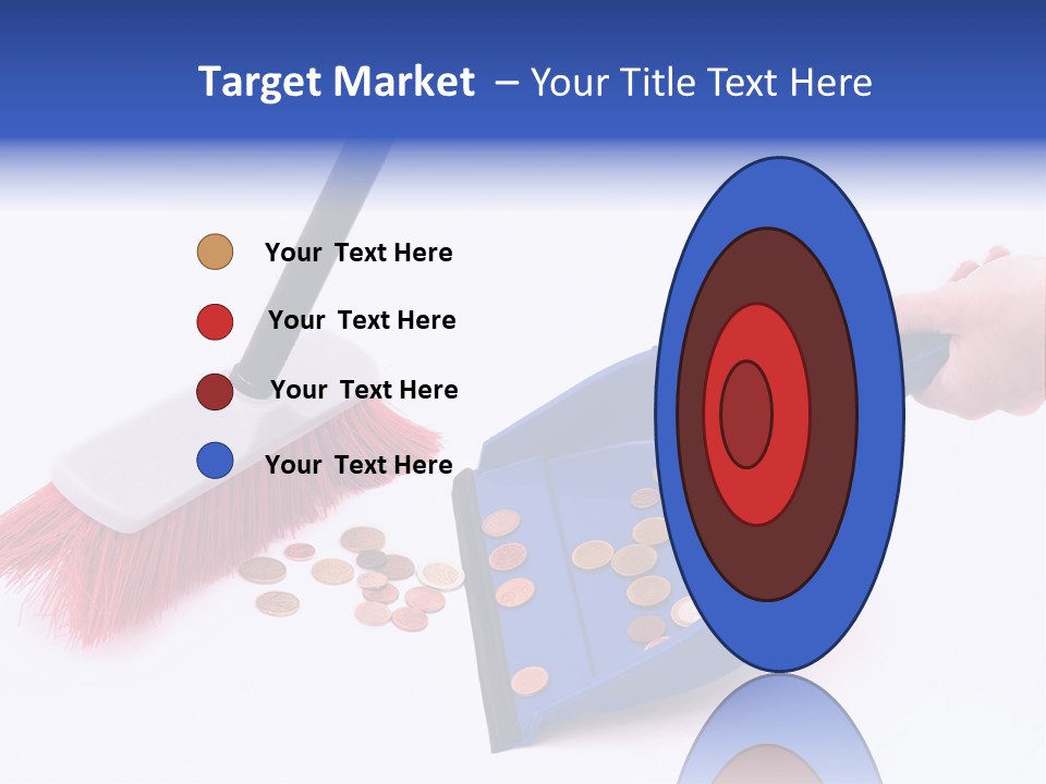 Money Sweeps Up In A Dustpan On White Background PowerPoint Template