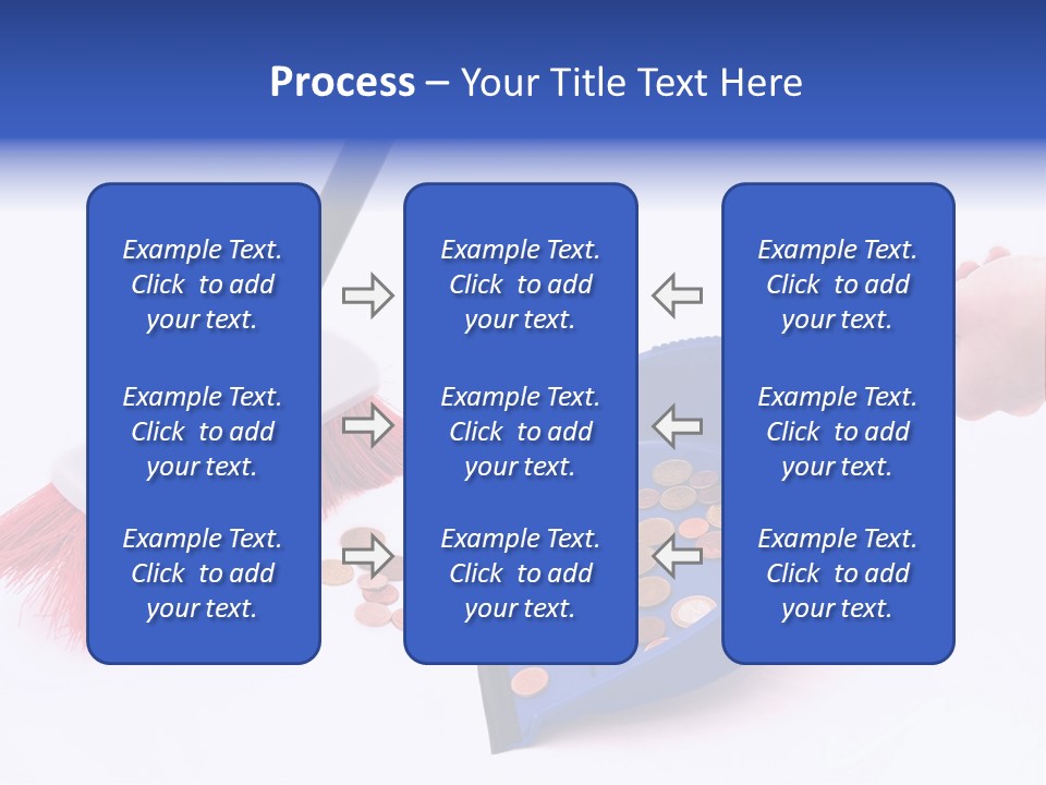 Money Sweeps Up In A Dustpan On White Background PowerPoint Template