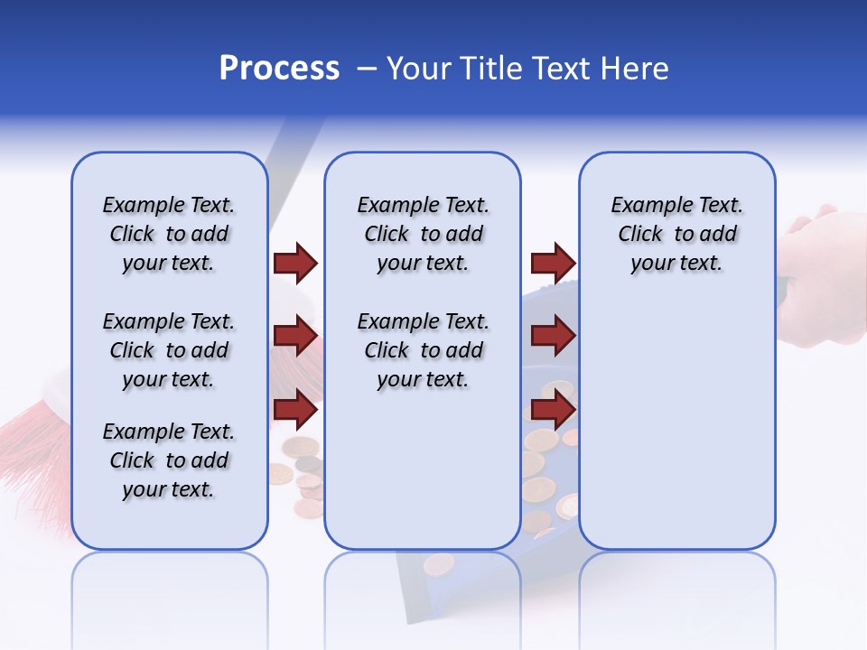 Money Sweeps Up In A Dustpan On White Background PowerPoint Template