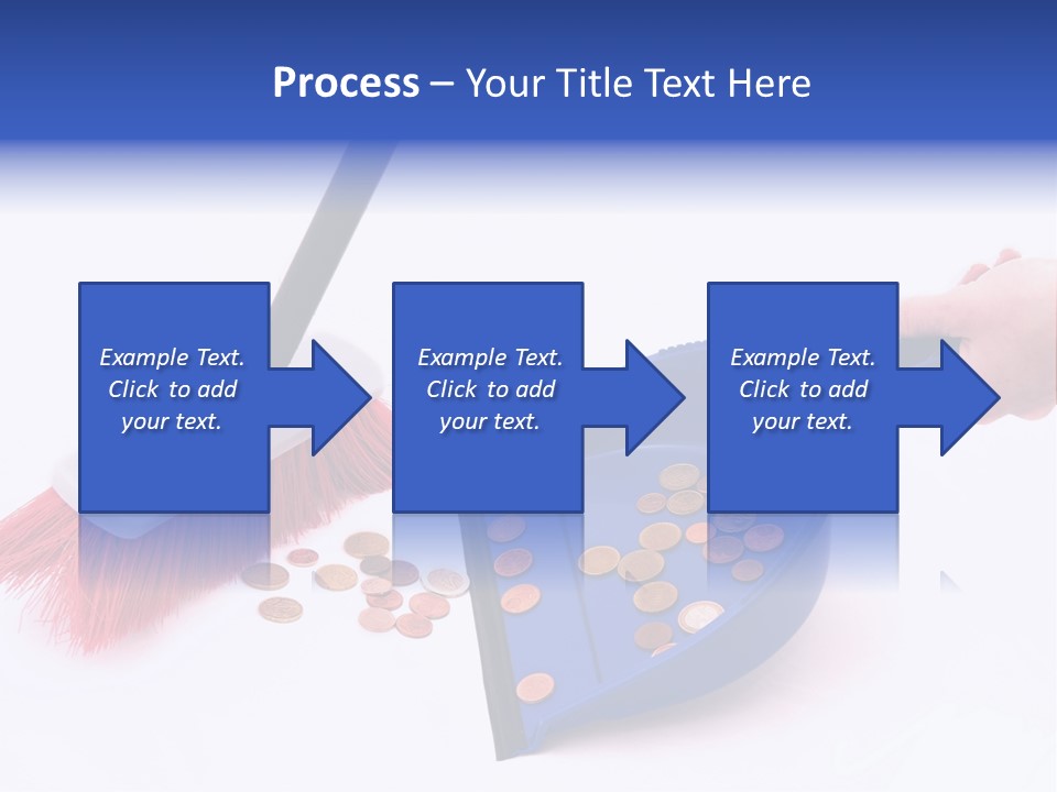 Money Sweeps Up In A Dustpan On White Background PowerPoint Template
