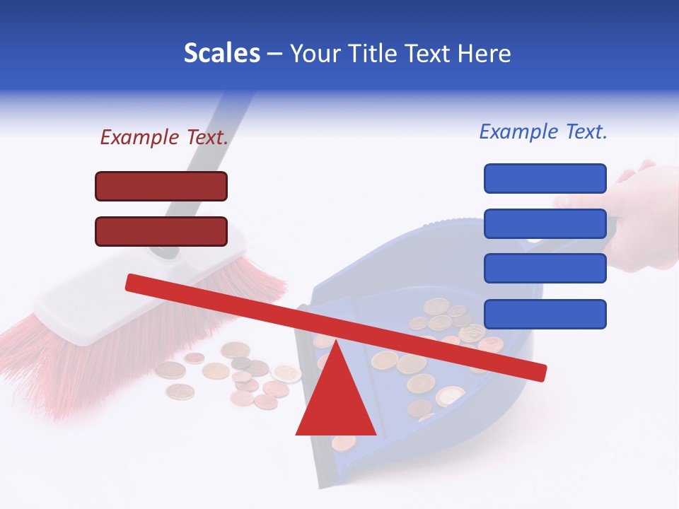 Money Sweeps Up In A Dustpan On White Background PowerPoint Template