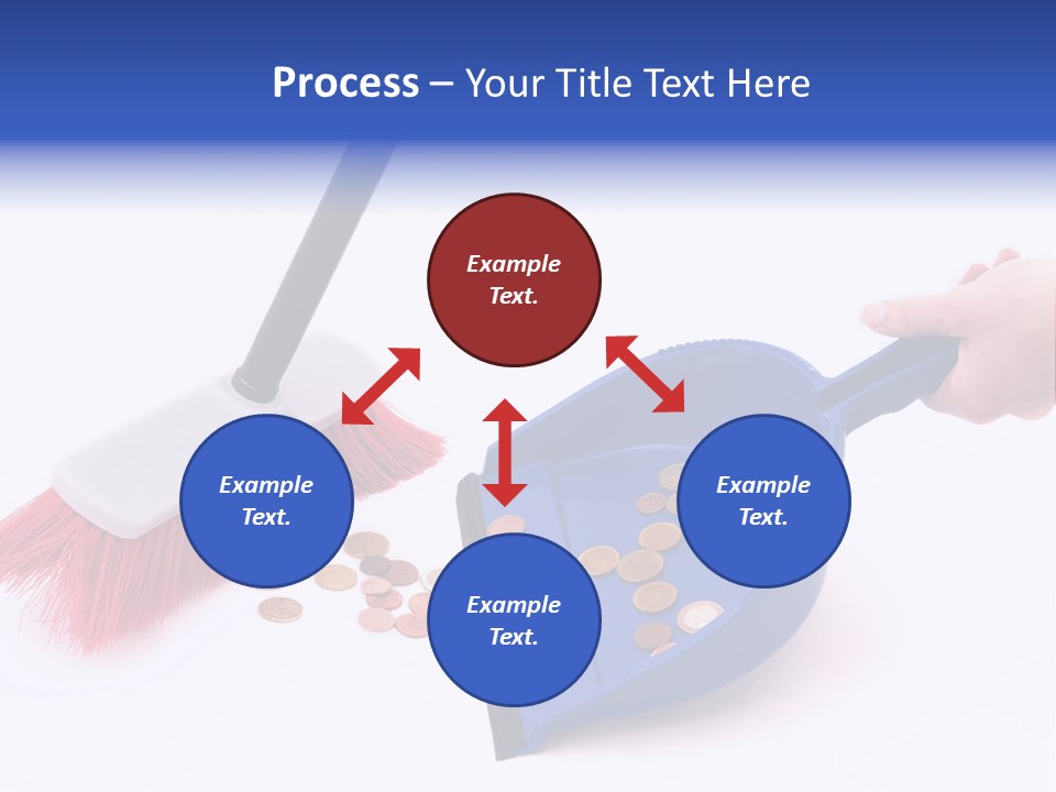 Money Sweeps Up In A Dustpan On White Background PowerPoint Template