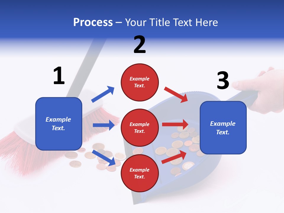 Money Sweeps Up In A Dustpan On White Background PowerPoint Template