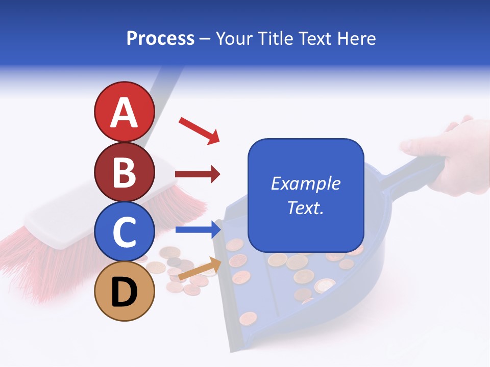 Money Sweeps Up In A Dustpan On White Background PowerPoint Template