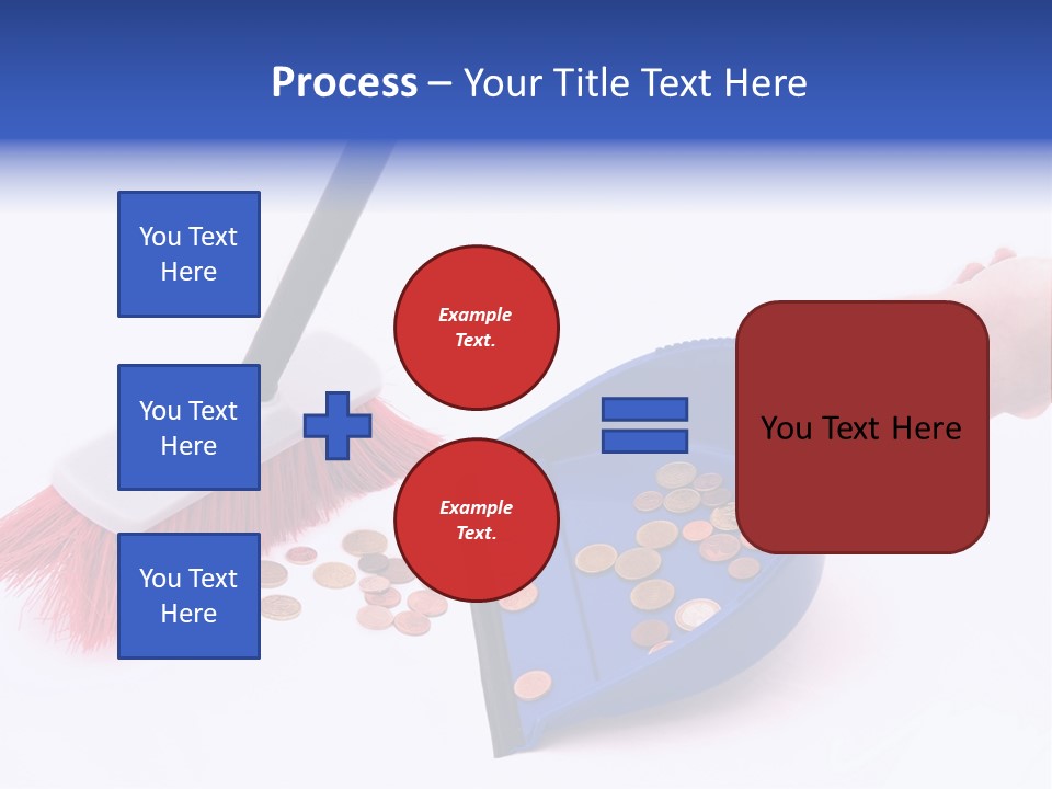 Money Sweeps Up In A Dustpan On White Background PowerPoint Template