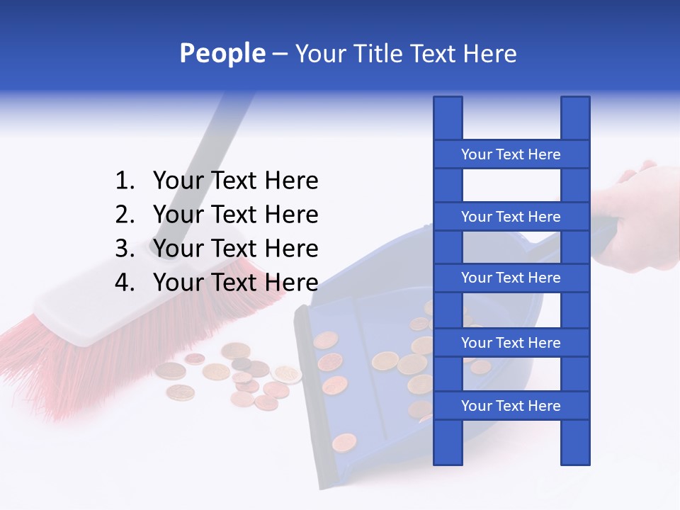 Money Sweeps Up In A Dustpan On White Background PowerPoint Template