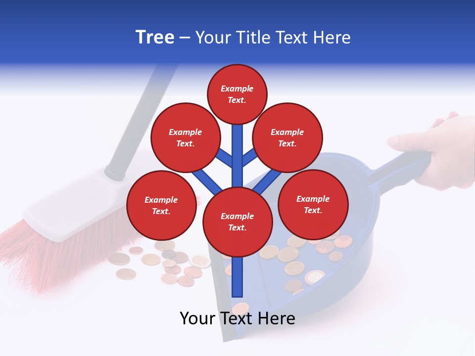 Money Sweeps Up In A Dustpan On White Background PowerPoint Template