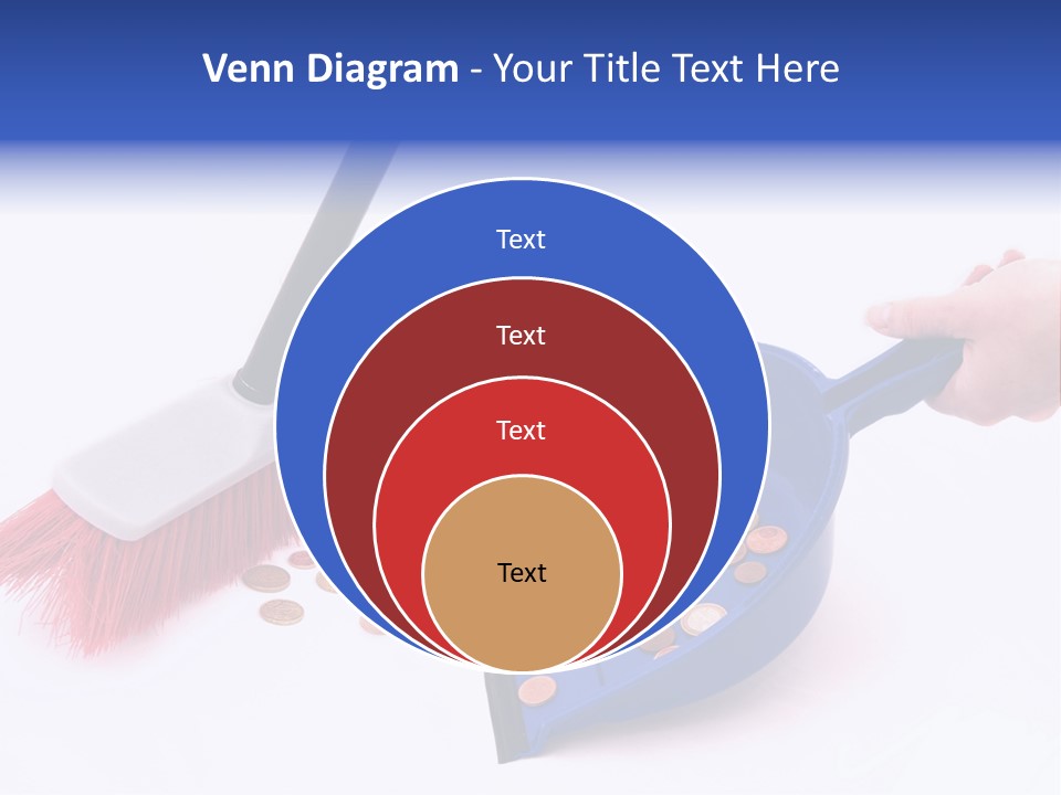 Money Sweeps Up In A Dustpan On White Background PowerPoint Template