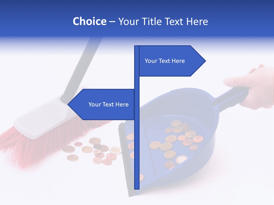 Money Sweeps Up In A Dustpan On White Background PowerPoint Template