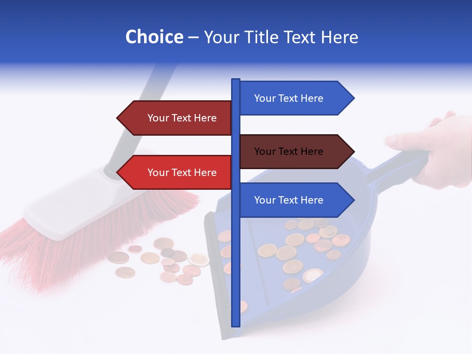 Money Sweeps Up In A Dustpan On White Background PowerPoint Template