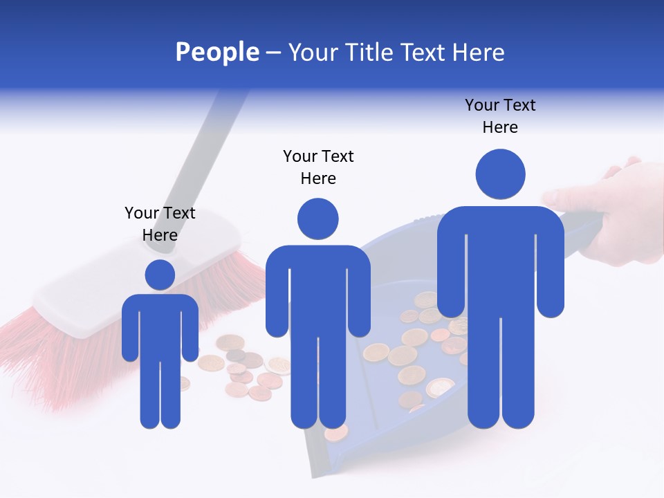 Money Sweeps Up In A Dustpan On White Background PowerPoint Template