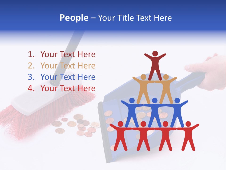 Money Sweeps Up In A Dustpan On White Background PowerPoint Template