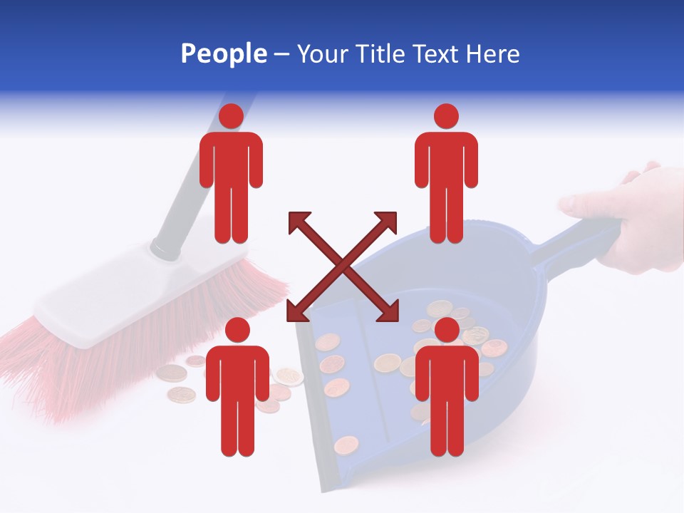 Money Sweeps Up In A Dustpan On White Background PowerPoint Template
