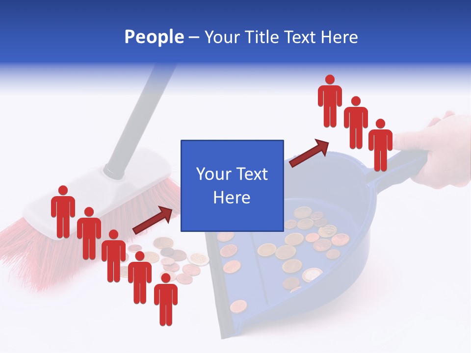 Money Sweeps Up In A Dustpan On White Background PowerPoint Template