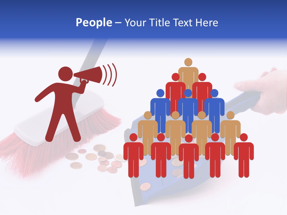 Money Sweeps Up In A Dustpan On White Background PowerPoint Template