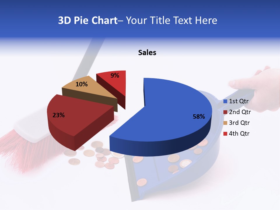 Money Sweeps Up In A Dustpan On White Background PowerPoint Template