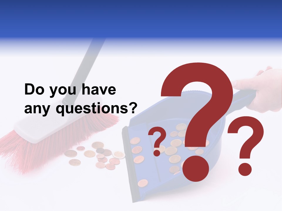 Money Sweeps Up In A Dustpan On White Background PowerPoint Template