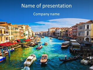 View Of Famous Grand Canal From Rialto Bridge, Venice PowerPoint Template