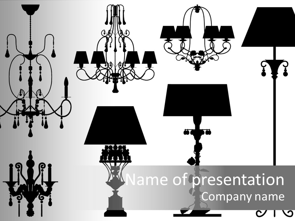 Set Of Silhouettes Of Luxury Lamps PowerPoint Template