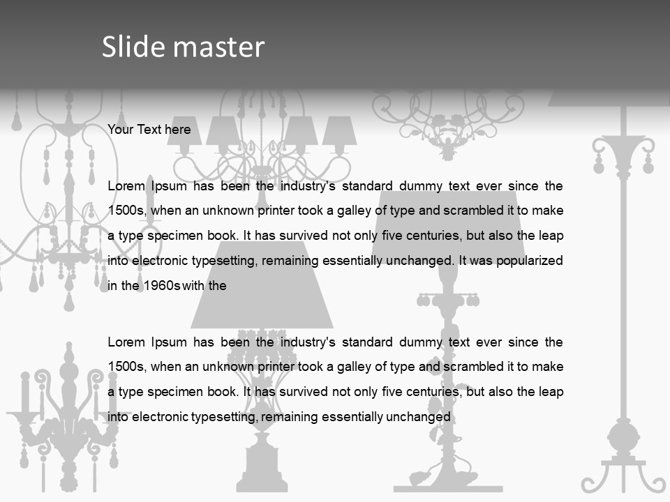 Set Of Silhouettes Of Luxury Lamps PowerPoint Template