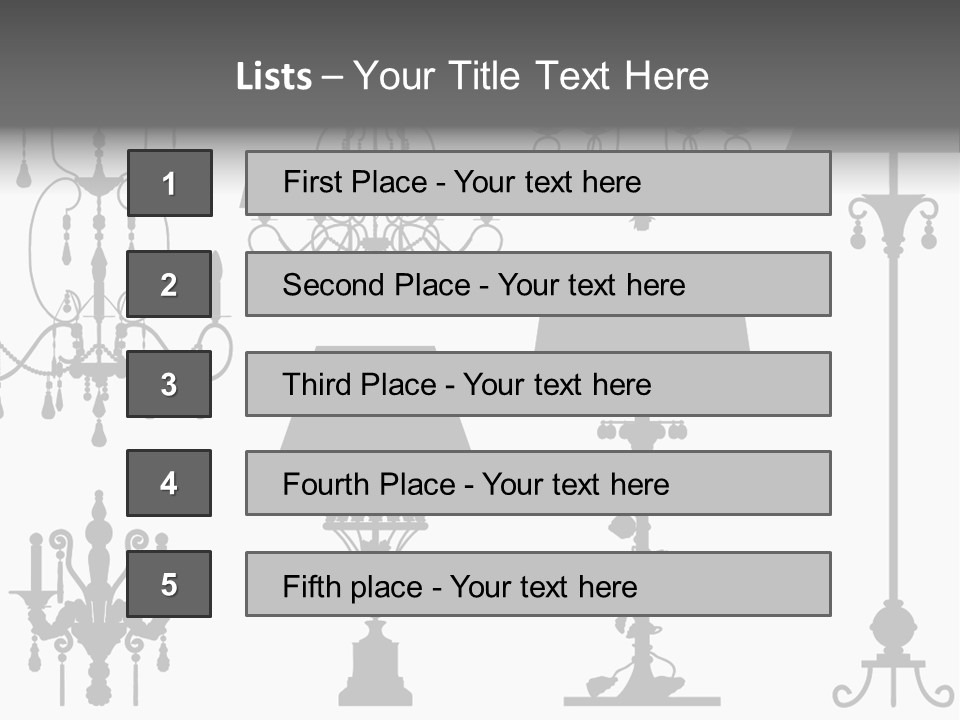 Set Of Silhouettes Of Luxury Lamps PowerPoint Template
