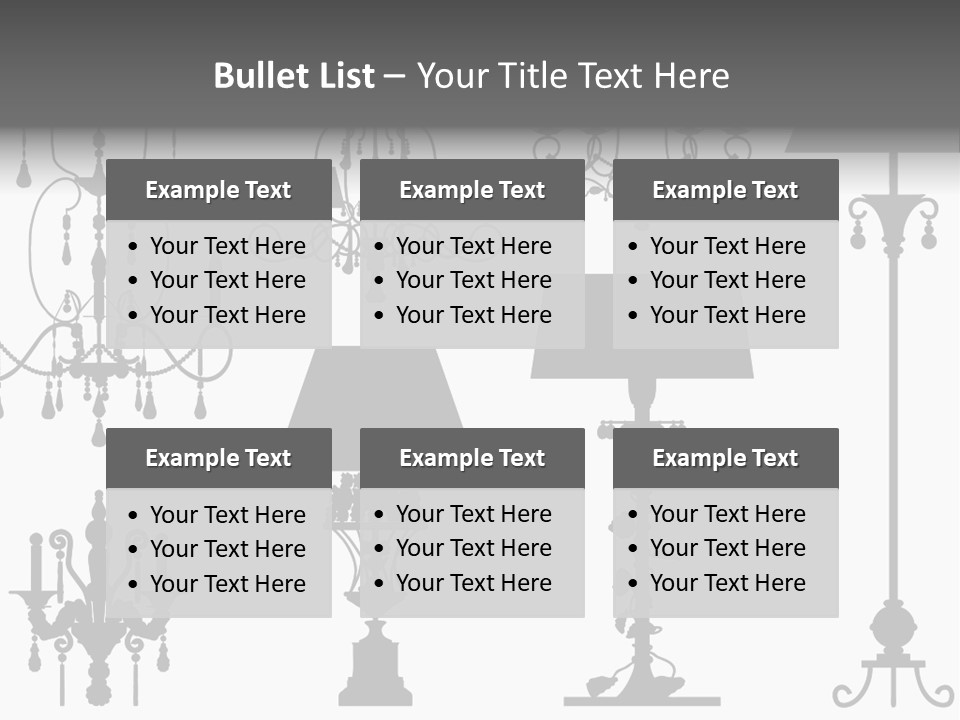 Set Of Silhouettes Of Luxury Lamps PowerPoint Template