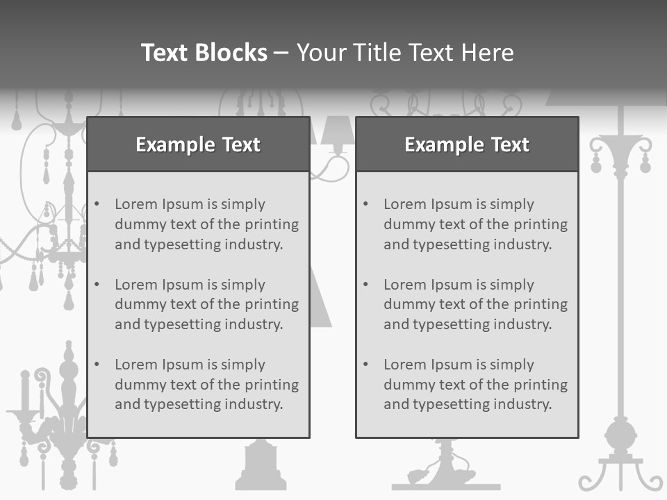 Set Of Silhouettes Of Luxury Lamps PowerPoint Template