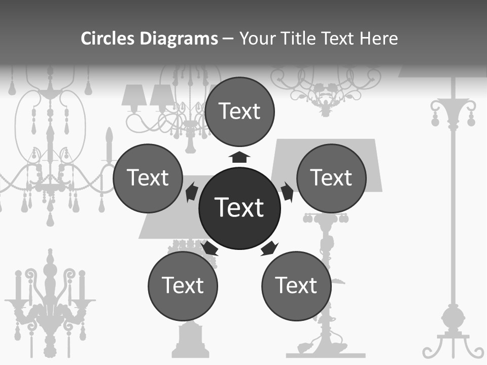 Set Of Silhouettes Of Luxury Lamps PowerPoint Template