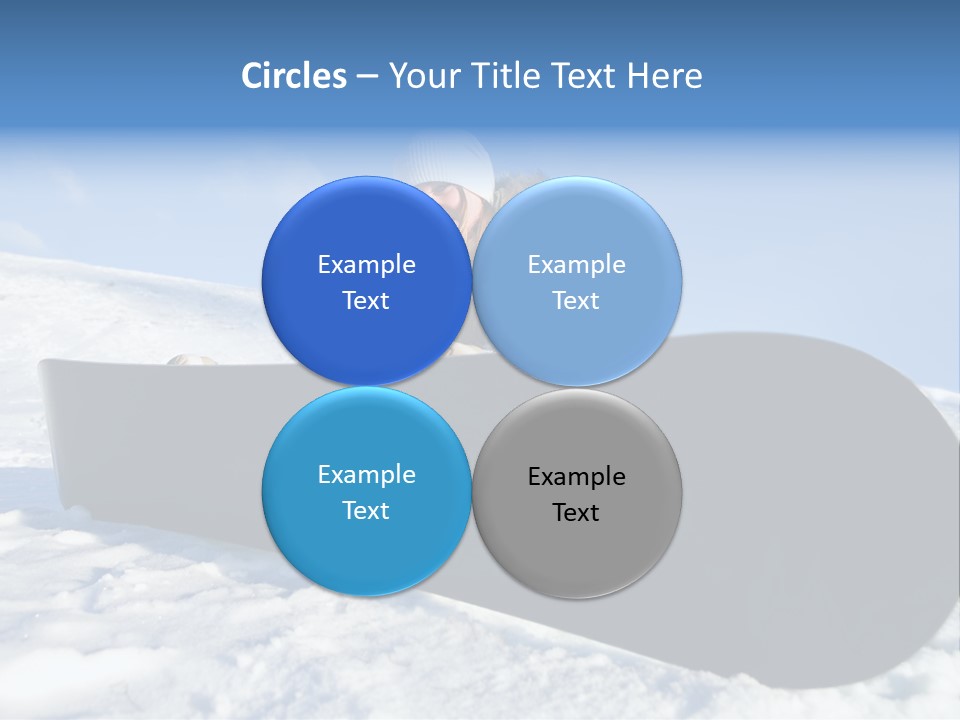 Girl With Snowboard Sit On Snow PowerPoint Template