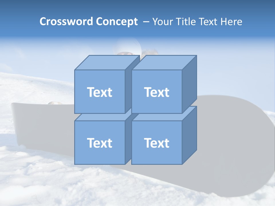 Girl With Snowboard Sit On Snow PowerPoint Template