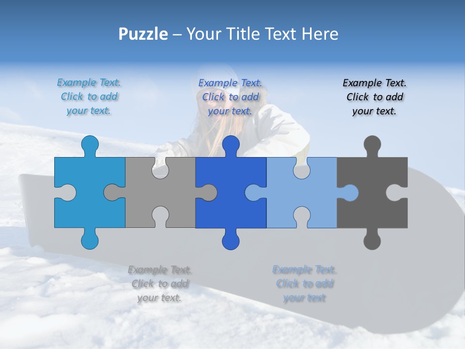 Girl With Snowboard Sit On Snow PowerPoint Template
