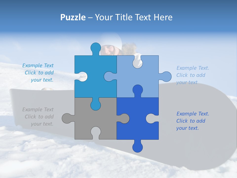 Girl With Snowboard Sit On Snow PowerPoint Template