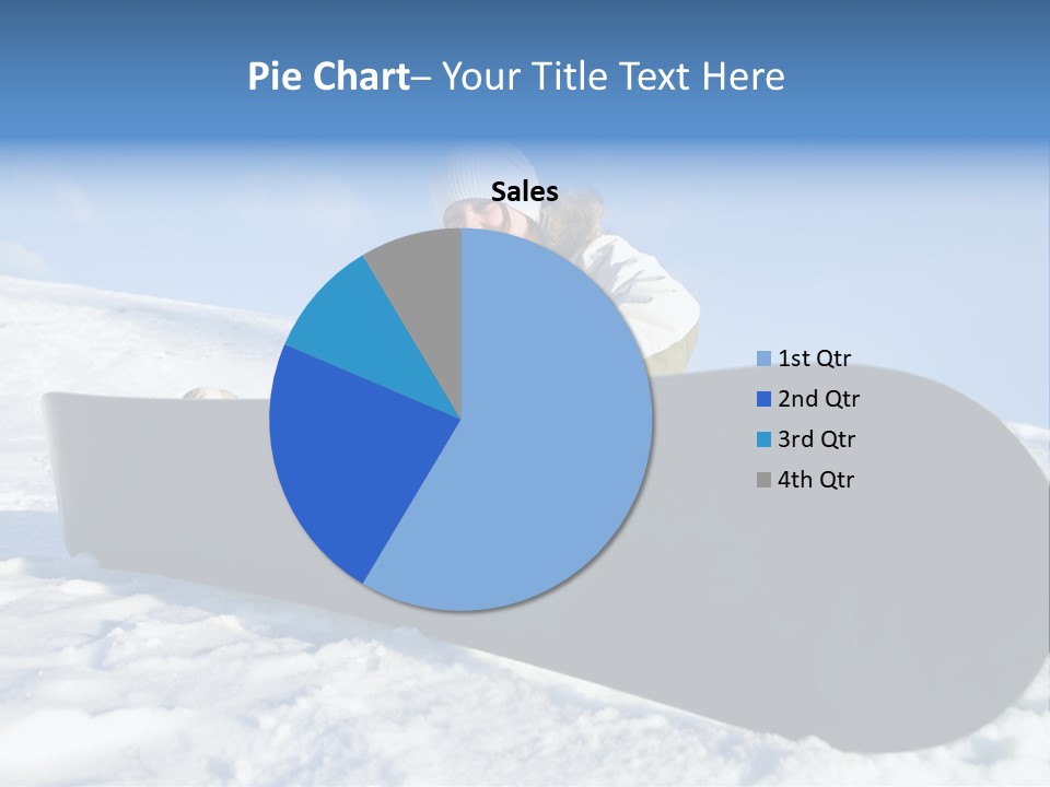 Girl With Snowboard Sit On Snow PowerPoint Template