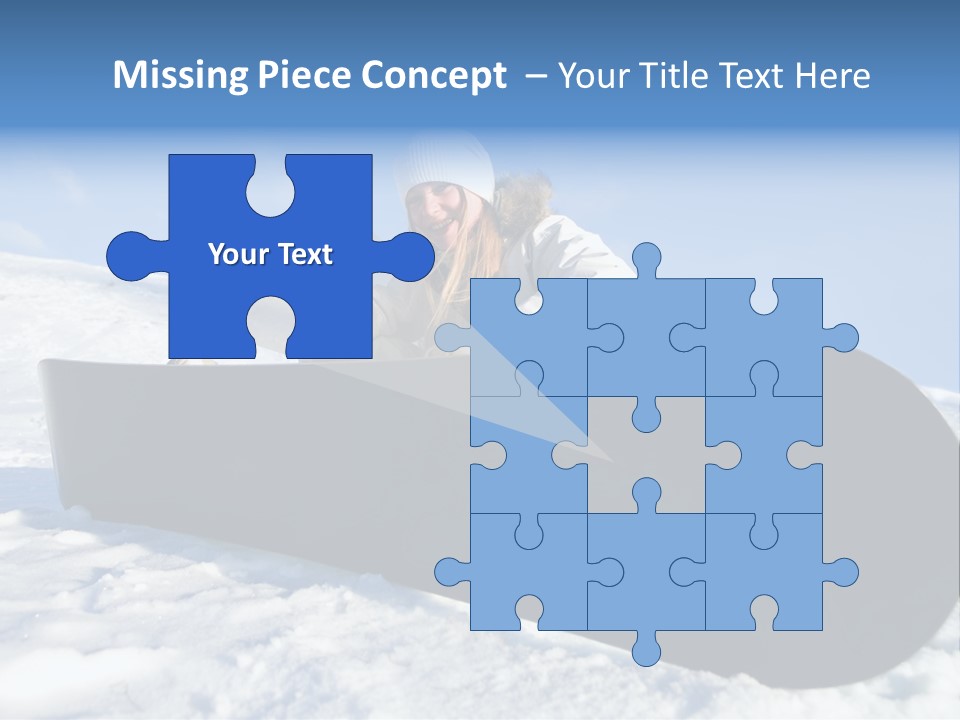 Girl With Snowboard Sit On Snow PowerPoint Template